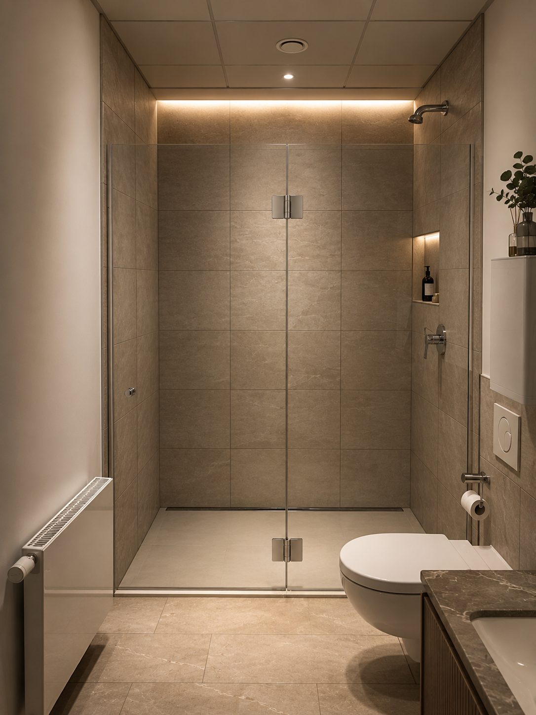 Nischendusche System QUANTUM Typ 200 mit Klemmprofil