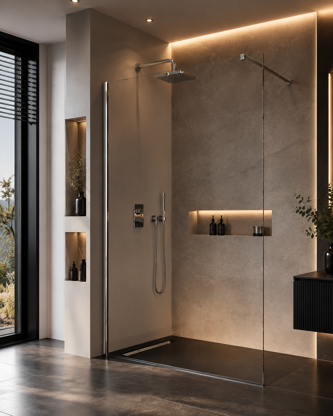 Walk-In Glasdusche 1400 x 2000 mm | 8 mm ESG | mit U-Profil