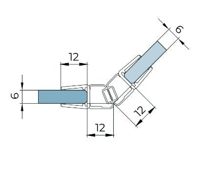 Magnetdichtung 135° - Verbindung für Drehtüren