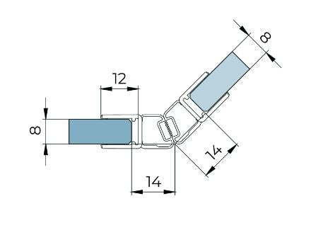 Magnetdichtung 135° - Verbindung für Drehtüren