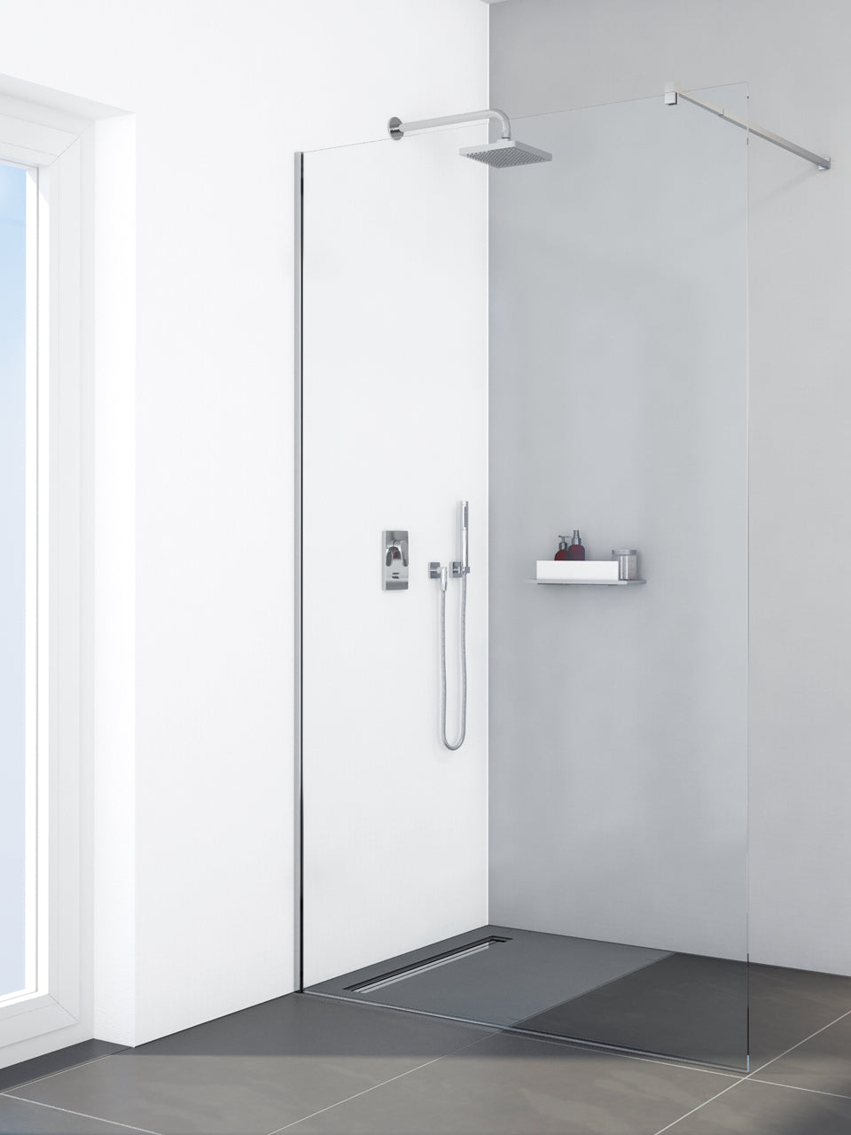 Walk-In Glasdusche im Standardmaß 1400 x 2000 mm mit U-Profil