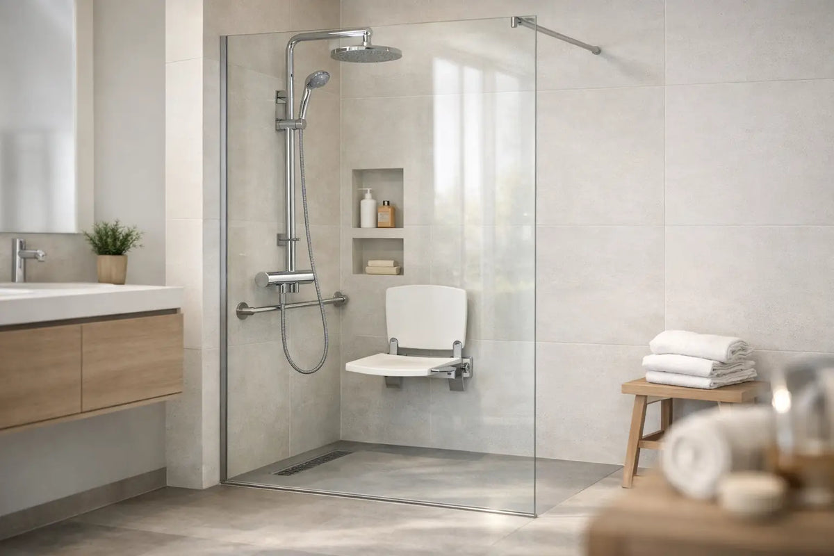 Barrierearme Dusche mit Glaswand planen
