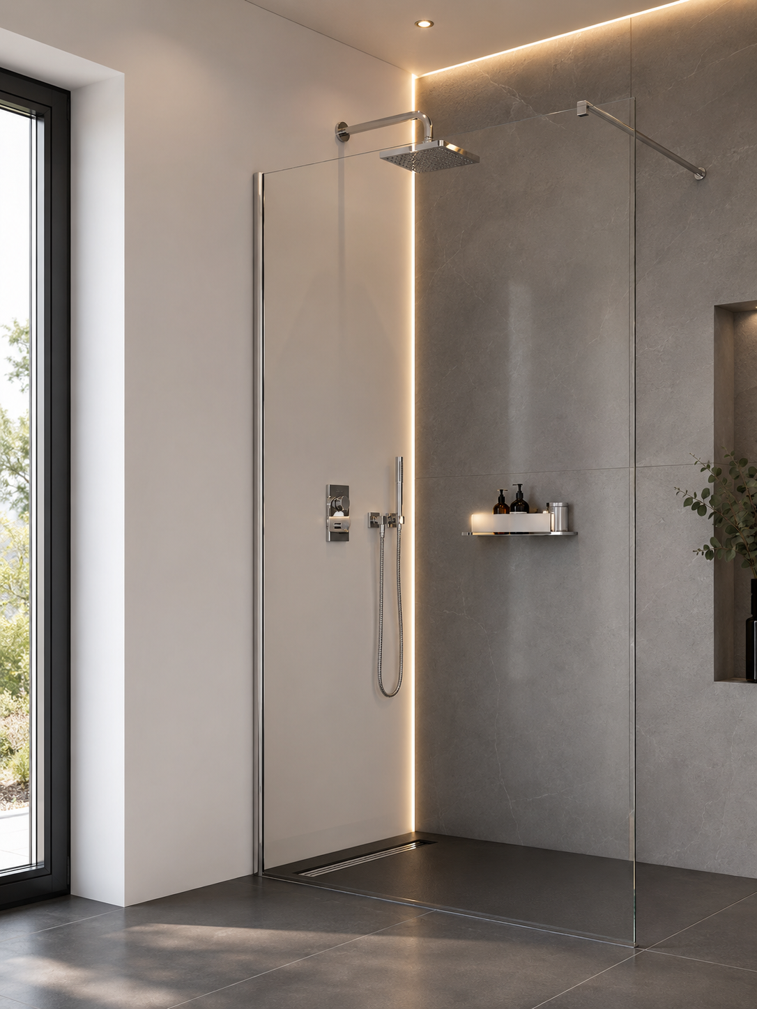 Walk-In Glasdusche 1200 x 2000 mm | 8 mm ESG | mit U-Profil